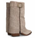 Botas tacón Alpe dua beige con ante perforado - Querol online