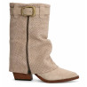 Botas tacón Alpe dua beige con ante perforado