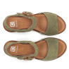 Sandalias cuña Fluchos nido verdes con hebilla efecto carey