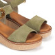 Sandalias cuña Fluchos nido verdes con hebilla efecto carey - Querol online