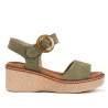 Sandalias cuña Fluchos nido verdes con hebilla efecto carey