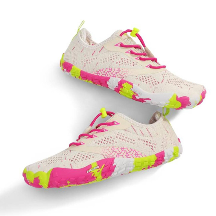 Zapatillas deportivas Saguaro smart II blancas con rosa y lima barefoot - Querol online