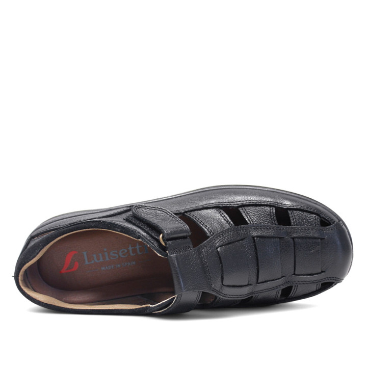Sandàlies Luisetti negres de pell estil sandalia de riu tancament amb velcro - Querol online