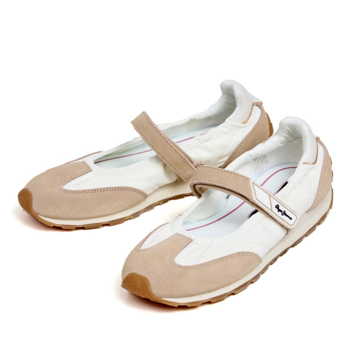 Bailarinas Pepe Jeans jane soft blancas y beige estilo mercedita - Querol online
