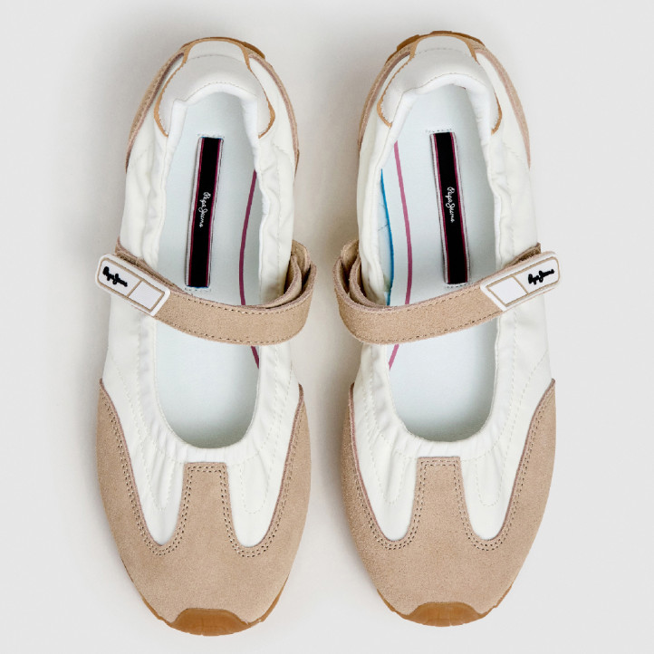 Bailarinas Pepe Jeans jane soft blancas y beige estilo mercedita - Querol online