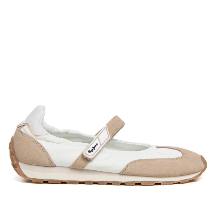 Bailarinas Pepe Jeans jane soft blancas y beige estilo mercedita - Querol online