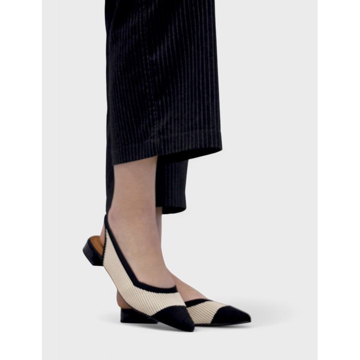 Ballarines Miss Elastic crema amb detalls negres i elàstic posterior - Querol online