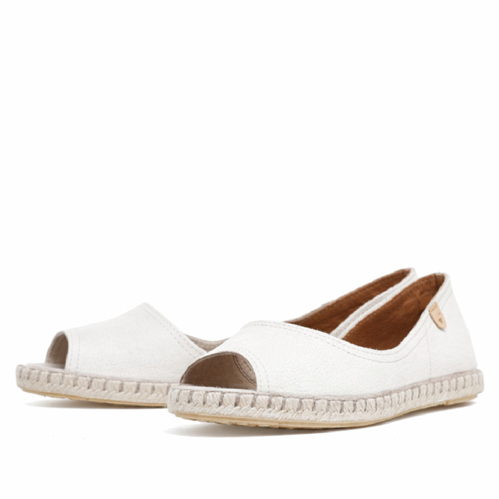 Alpargatas planas VERBENAS cruz blancas corte asimétrico - Querol online