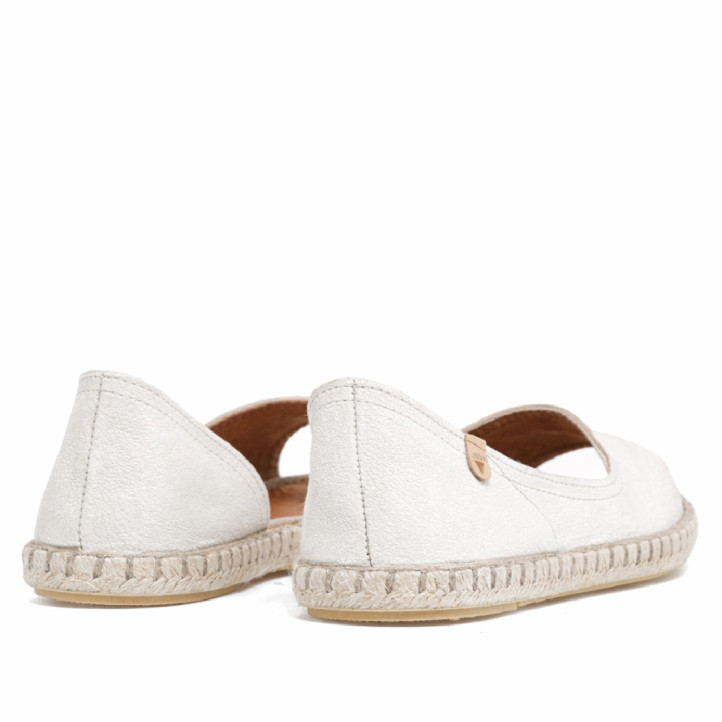 Alpargatas planas VERBENAS cruz blancas corte asimétrico - Querol online