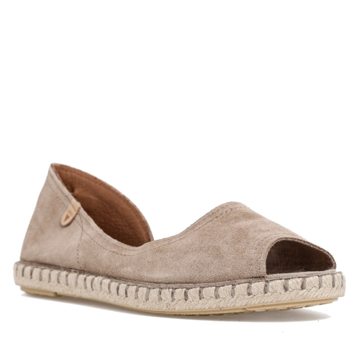 Alpargatas planas VERBENAS cruza taupe corte asimétrico - Querol online