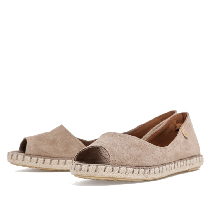 Alpargatas planas VERBENAS cruza taupe corte asimétrico - Querol online