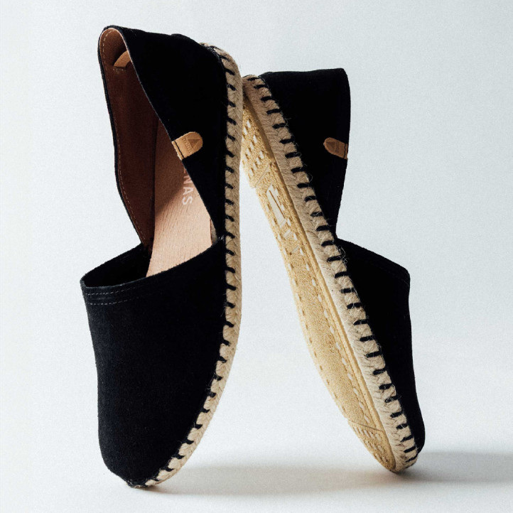 Espardenyes planes VERBENAS carmen negres de pell girada - Querol online