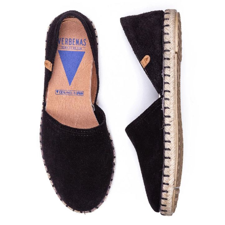 Espardenyes planes VERBENAS carmen negres de pell girada - Querol online