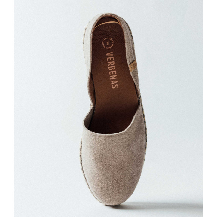 Alpargatas planas VERBENAS carmen taupe de serraje - Querol online