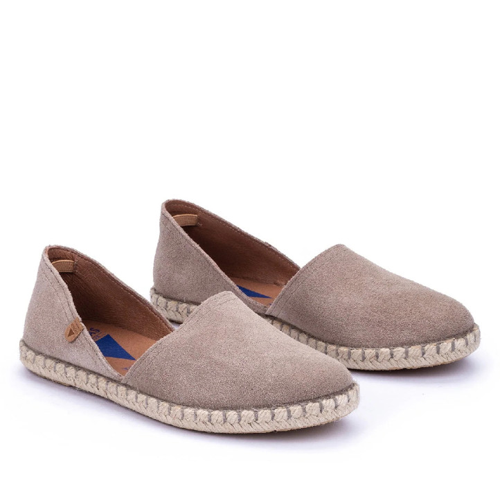Alpargatas planas VERBENAS carmen taupe de serraje - Querol online