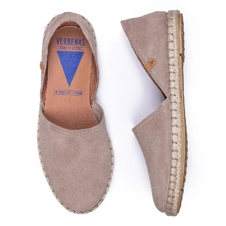 Alpargatas planas VERBENAS carmen taupe de serraje - Querol online