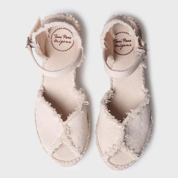 Sandalias cuña TONI PONS isaura beige desilachada - Querol online