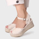 Sandalias cuña TONI PONS isaura beige desilachada - Querol online