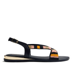 Sandalias planas Gioseppo negras con cuentas de colores schoepke - Querol online
