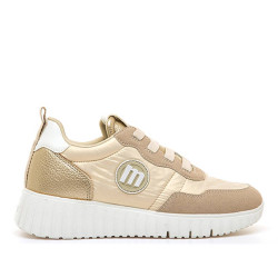 Zapatillas cuña Mustang serene arena y oro con cuña - Querol online