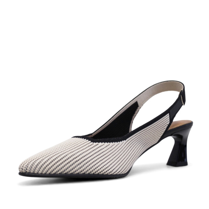 Zapatos tacón Miss Elastic saori blanco y negro con tacón geométrico - Querol online