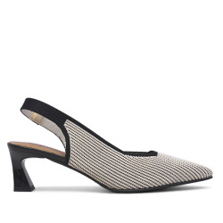 Zapatos tacón Miss Elastic saori blanco y negro con tacón geométrico - Querol online