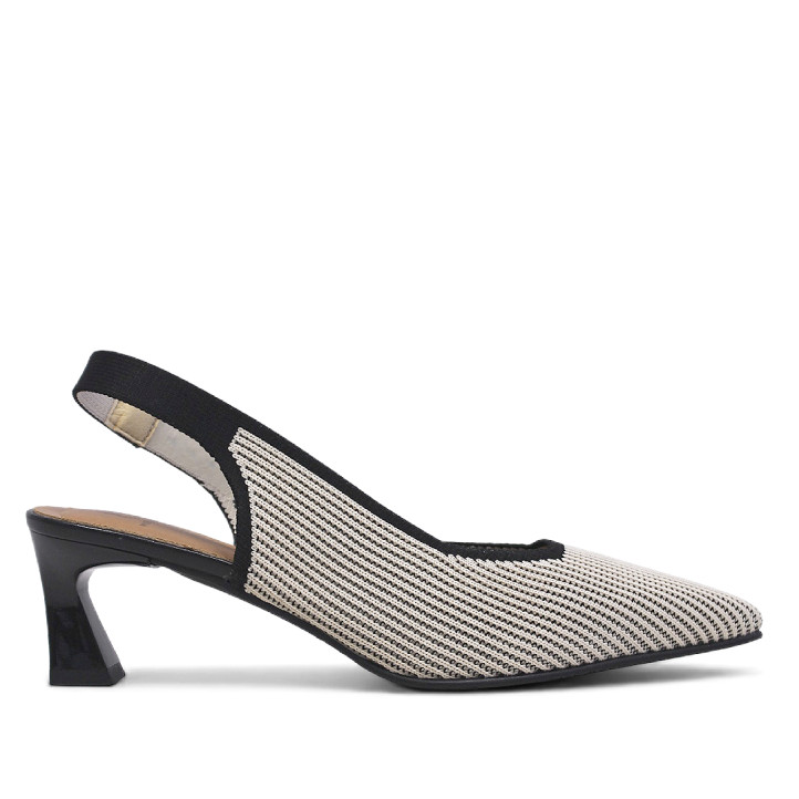 Zapatos tacón Miss Elastic saori blanco y negro con tacón geométrico - Querol online