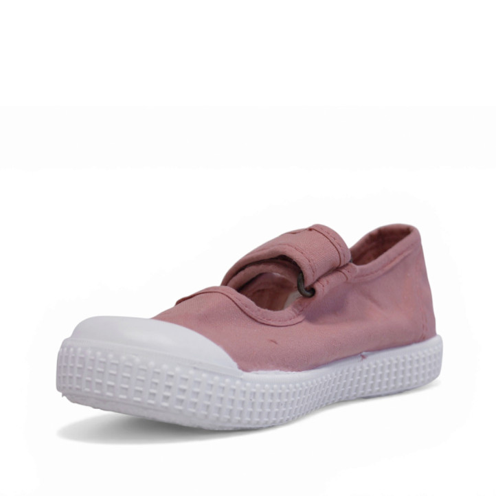 Ballarinas amb tira Querolets roses estil mercedita amb velcro i sola blanca - Querol online