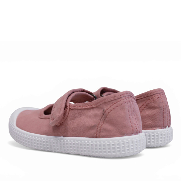 Ballarinas amb tira Querolets roses estil mercedita amb velcro i sola blanca - Querol online