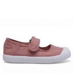 Ballarinas amb tira Querolets roses estil mercedita amb velcro i sola blanca - Querol online