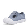 Zapatillas lona QUETS! azules estilo pepito con velcro y suela blanca