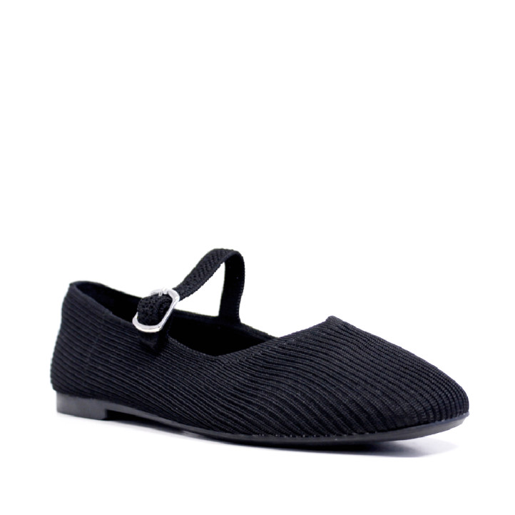 Bailarinas Querol negras estilo merceditas con material elástico - Querol online
