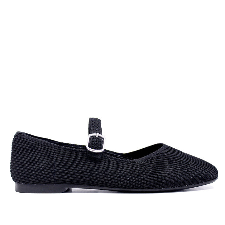 Bailarinas Querol negras estilo merceditas con material elástico - Querol online