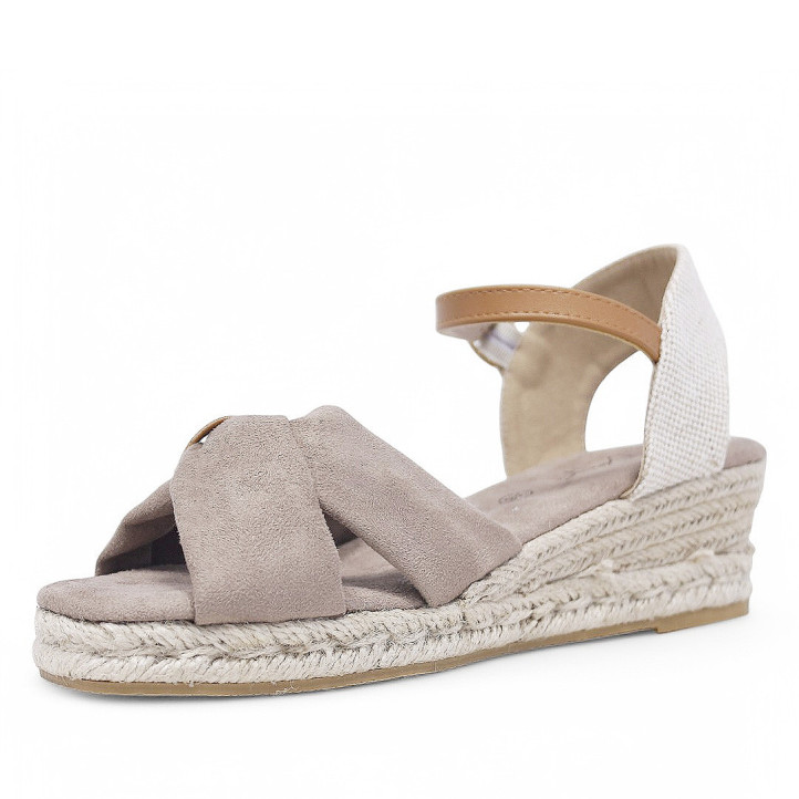 Sandàlies falca Stay taupe amb detalls marrons i tires creuades d'ant - Querol online