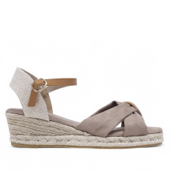 Sandàlies falca Stay taupe amb detalls marrons i tires creuades d'ant - Querol online