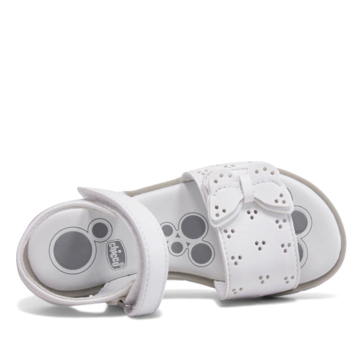 sandalias Chicco cristal blancas con pala ancha y mariposa - Querol online