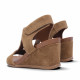 Sandalias cuña Alpe yara marrones con cierre trasero de velcro - Querol online
