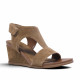 Sandalias cuña Alpe yara marrones con cierre trasero de velcro - Querol online