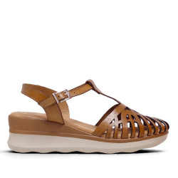 Sandalias cuña Redlove rina marrones estilo cangrejera - Querol online