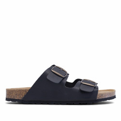 Sandalias Owel porto negras con doble hebilla tipo bio - Querol online