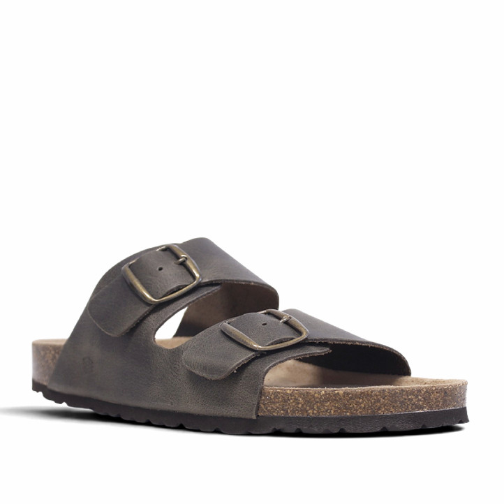 Sandalias Owel porto marrones con doble hebilla tipo bio - Querol online