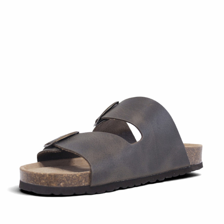 Sandalias Owel porto marrones con doble hebilla tipo bio - Querol online