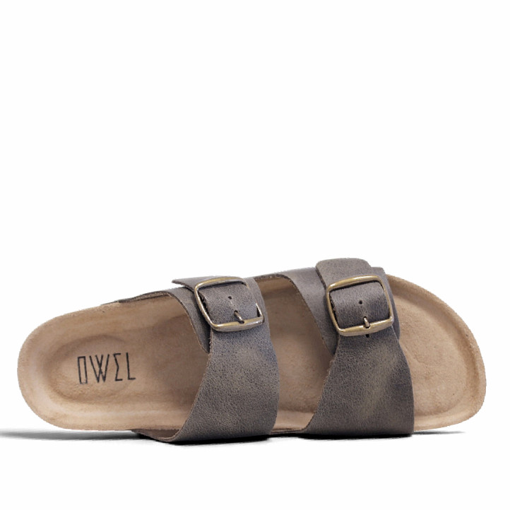Sandalias Owel porto marrones con doble hebilla tipo bio - Querol online