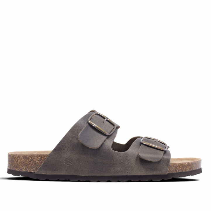 Sandalias Owel porto marrones con doble hebilla tipo bio - Querol online