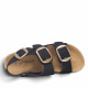 Sandalias planas Querol negras con triple hebilla dorada de estilo bio - Querol online