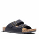 Sandalias Querol estilo bio negras con doble hebilla y suelo efecto corcho - Querol online