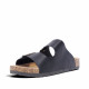 Sandalias Querol estilo bio negras con doble hebilla y suelo efecto corcho - Querol online