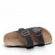 Sandalias Querol estilo bio negras con doble hebilla y suelo efecto corcho - Querol online
