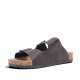 Sandalias Querol estilo bio marrones con doble hebilla y suela efecto corcho - Querol online