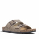 Sandalias Stay estilo bio taupe con doble hebilla y suela efecto corcho - Querol online